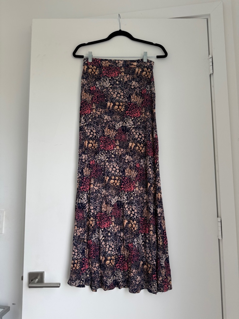 Floral Maxi Skirt in Blue and Pink
